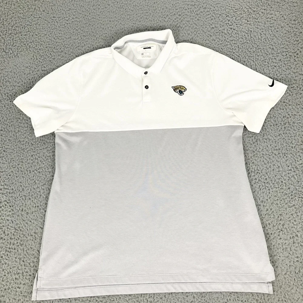 Jacksonville Jaguars Polo Shirt‎ Mens XL White Team Issued NFL Football Nike
